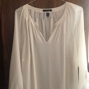 LAUREN Ralph Lauren 100% Cream Silk Tunic Top